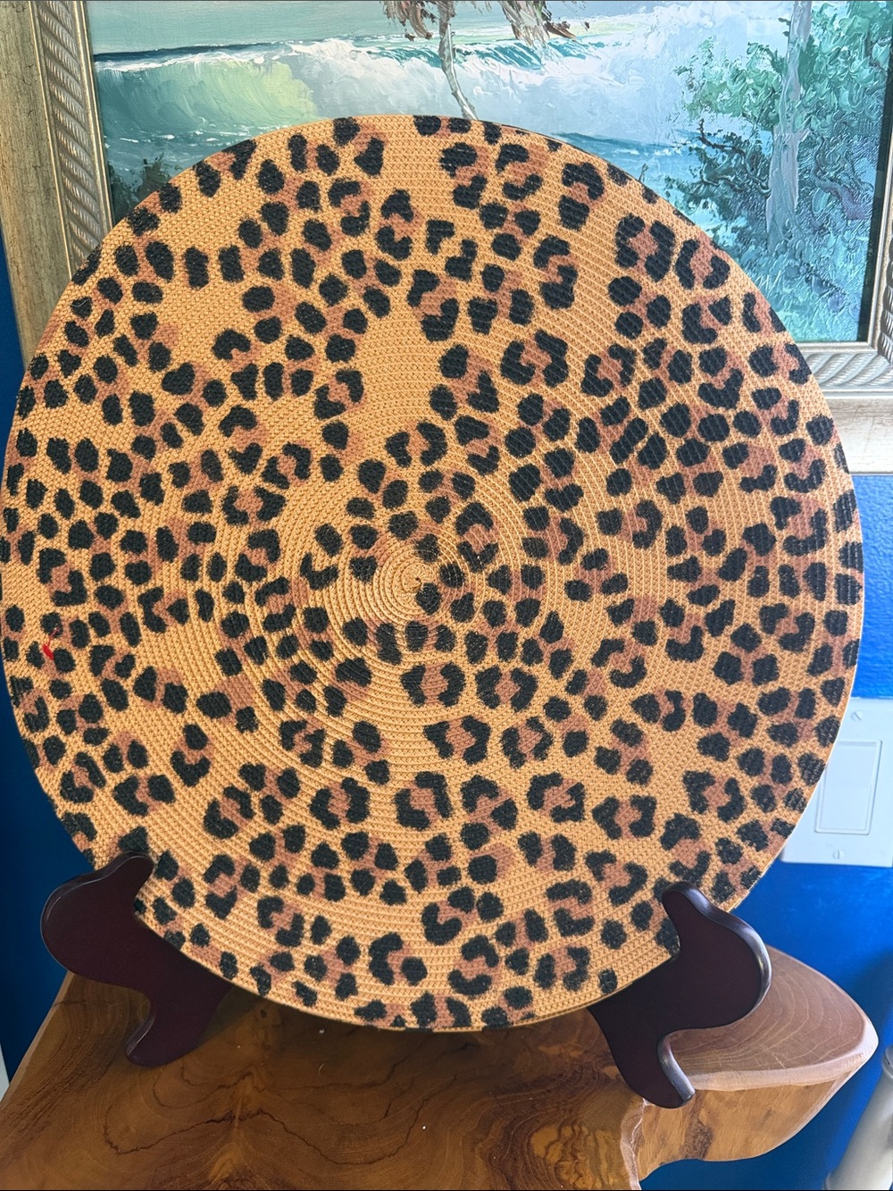 NWOT Set of 6 Deborah Rhodes Leopard Round Mod Animal Print 15” Placemats